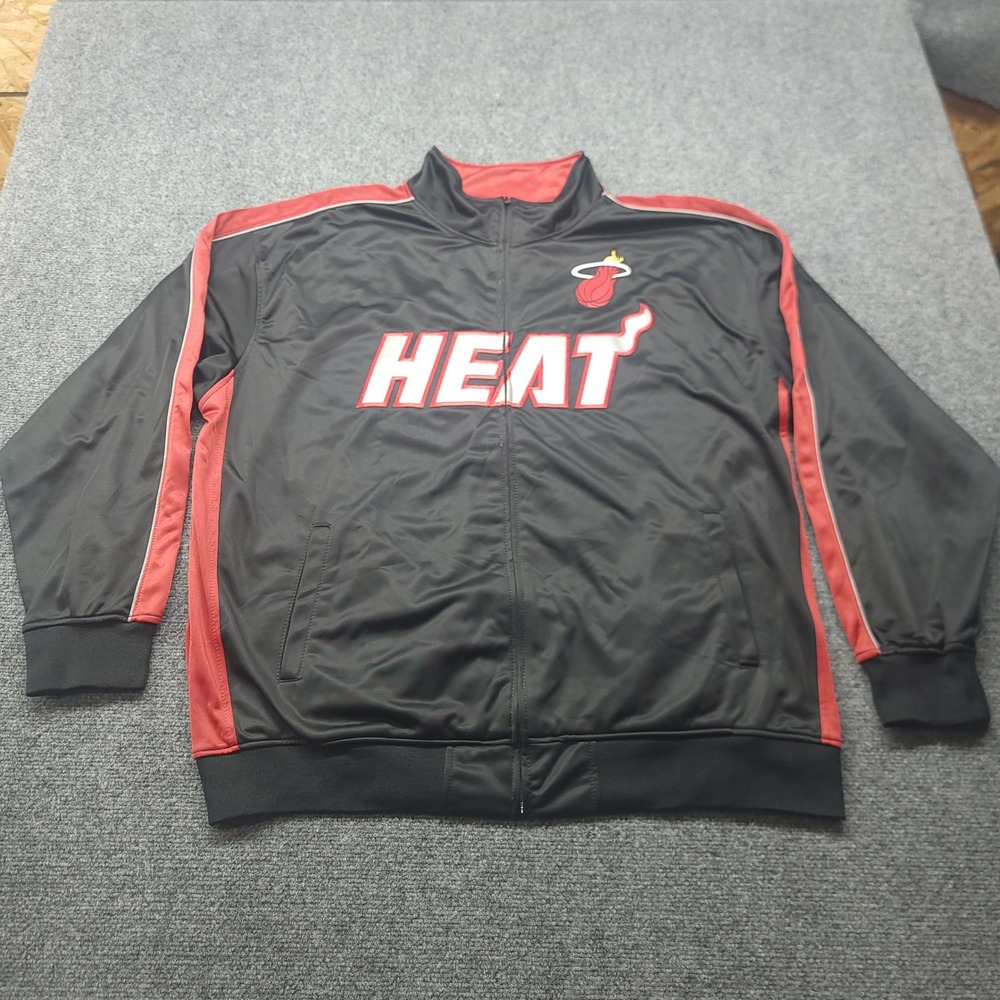 NBA Miami Heat Track Jacket Mens 3X Black Red Full Zip Embroidered Basketball